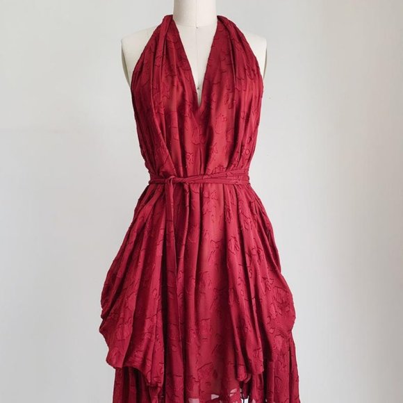 BCBG Maxazria Runway Burgundy Halter Dress XXS - Picture 1 of 6